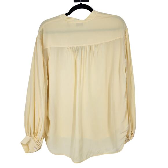 Joie Lasha Long Balloon Sleeve Custard Color 100% Silk Blouse Size Small - Picture 3 of 7